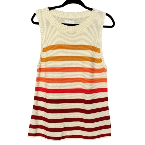 Lucky Brand Ombre Sunset Striped Sleeveless Lightweight Sweater Blouse Tank - Picture 4 of 11